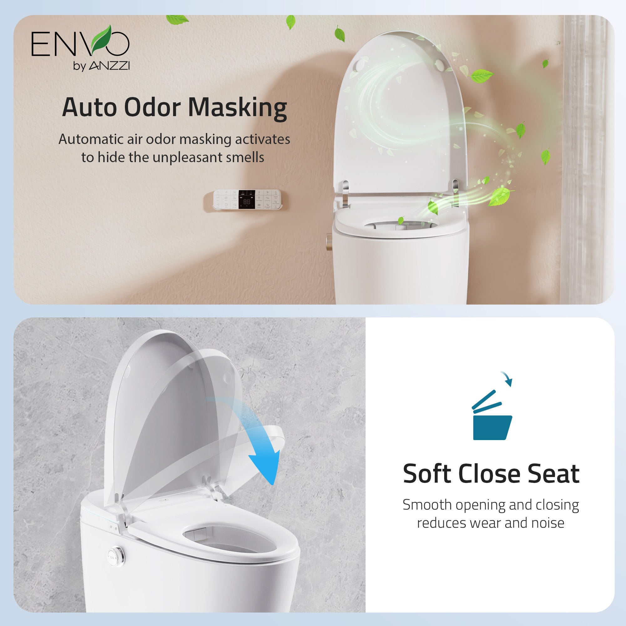 ANZZI ENVO Dia Series 1.28 GPF 1-piece Auto Open Smart Bidet Toilet in White with Dual Flush, Heated Seat, and Foot Sensor