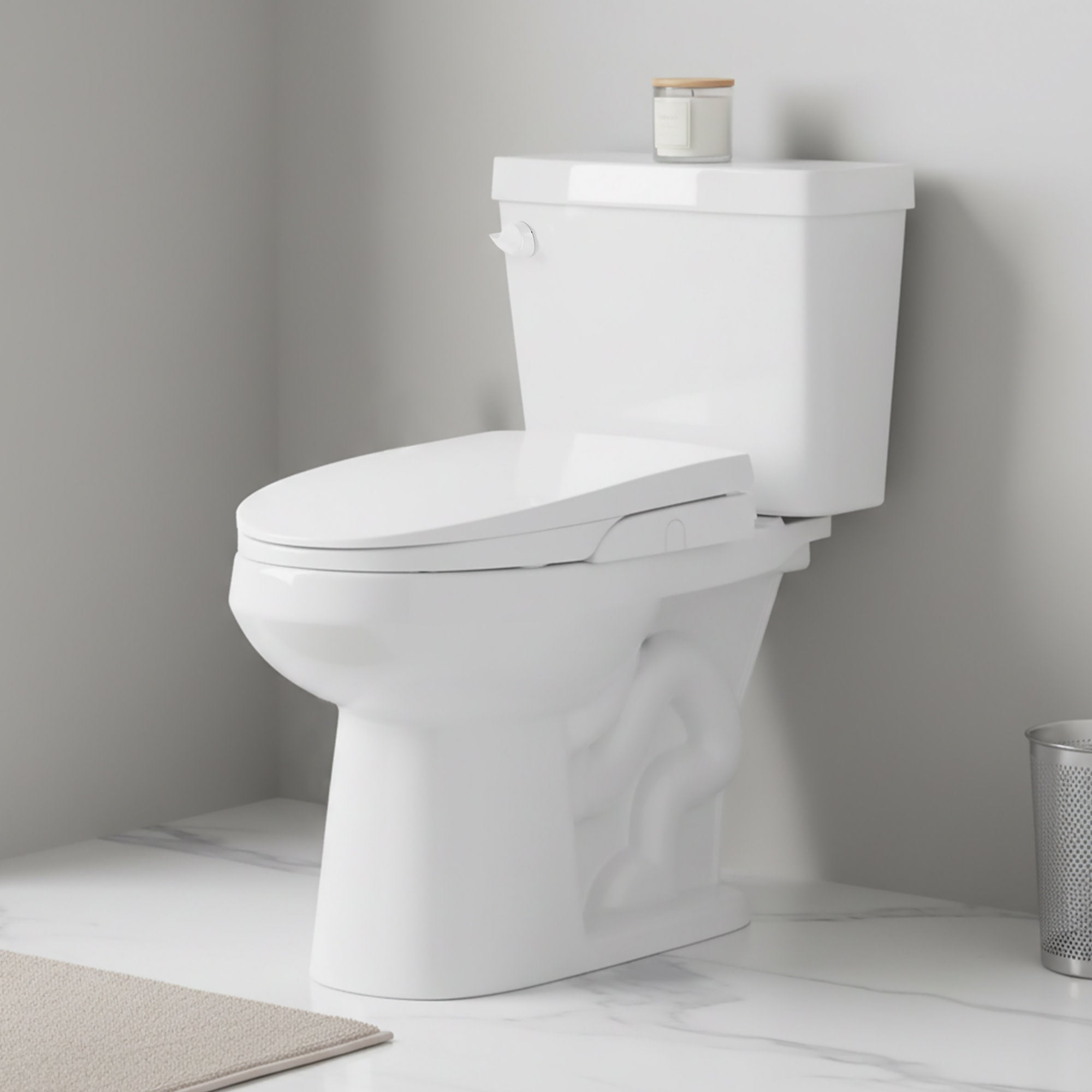 ANZZI Minnow 19 in. Elongated Manual Bidet Toilet Seat in White with Soft-Close Lid and Dual Self-Cleaning Nozzles