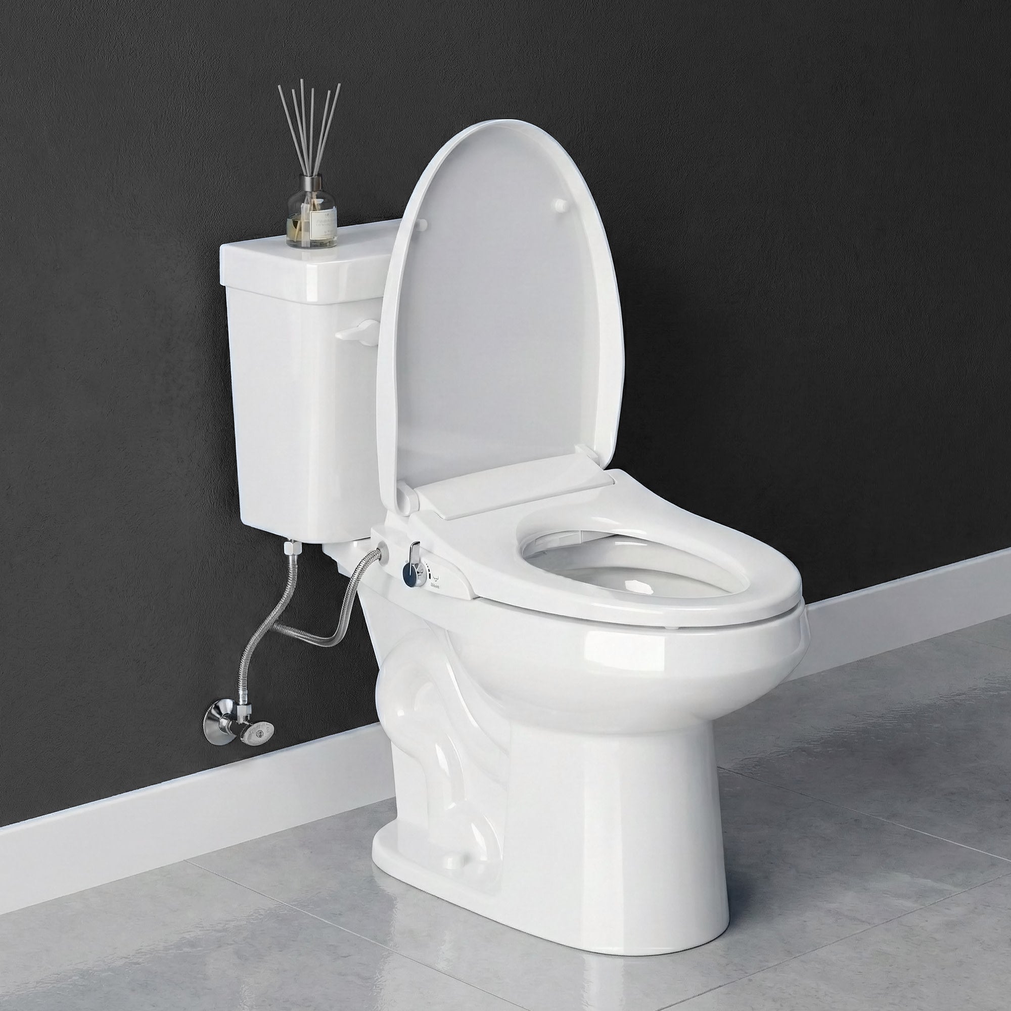 ANZZI Minnow 19 in. Elongated Manual Bidet Toilet Seat in White with Soft-Close Lid and Dual Self-Cleaning Nozzles