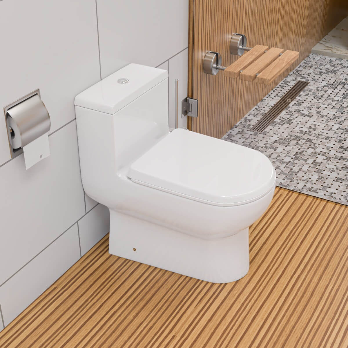 EAGO TB351 One Piece Dual Flush High Efficiency Low Flush White Toilet