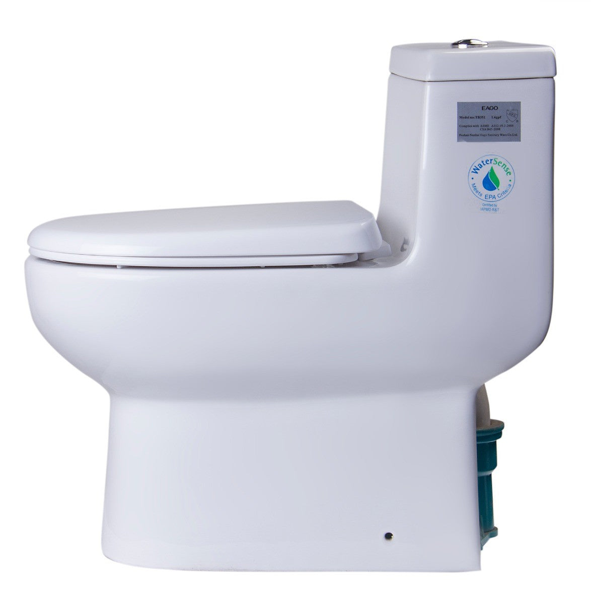EAGO TB351 One Piece Dual Flush High Efficiency Low Flush White Toilet