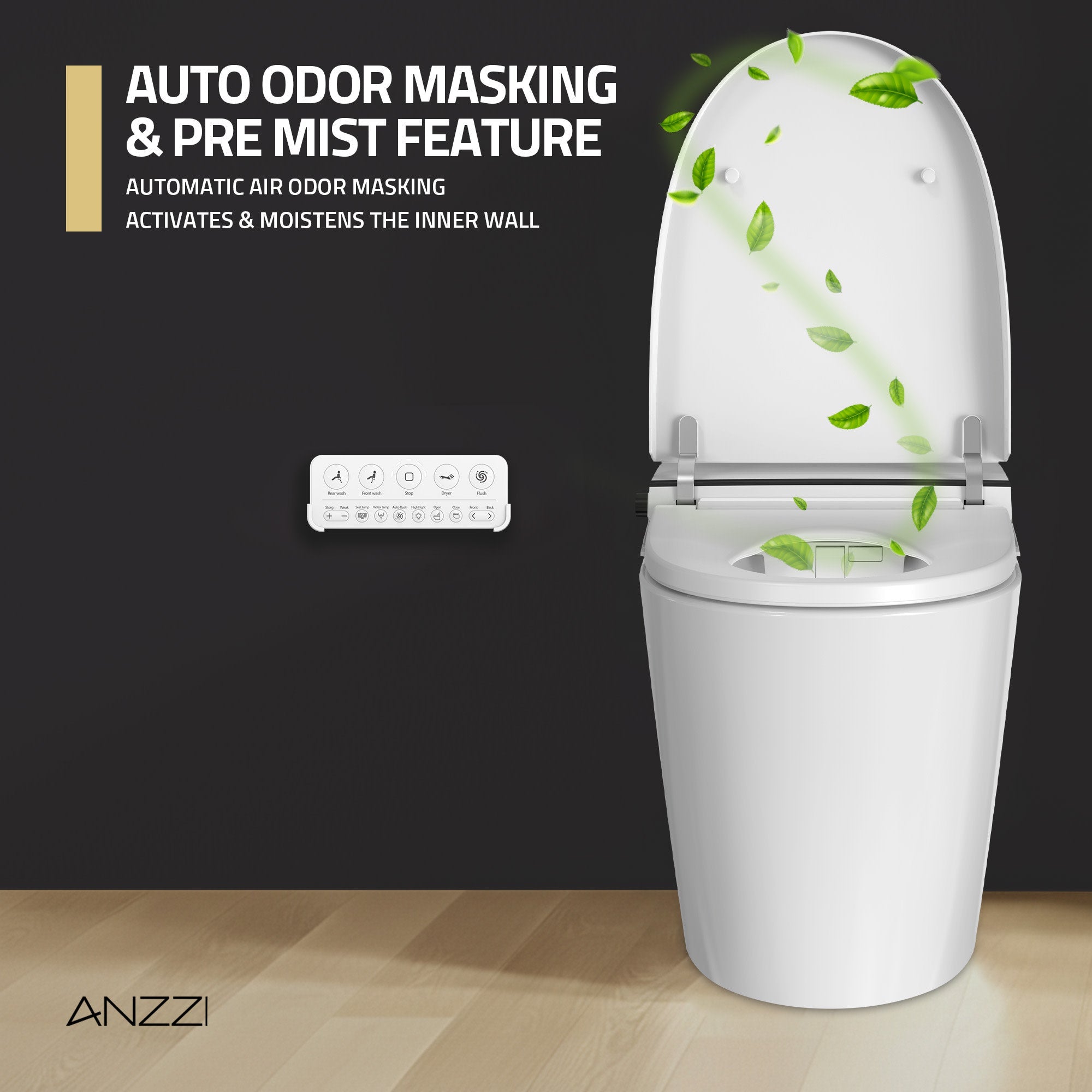 ANZZI Juno 26 in. Smart Toilet and Bidet Set in White with Heated Seat, Front & Rear Wash, Foot Sensor, and Remote Control