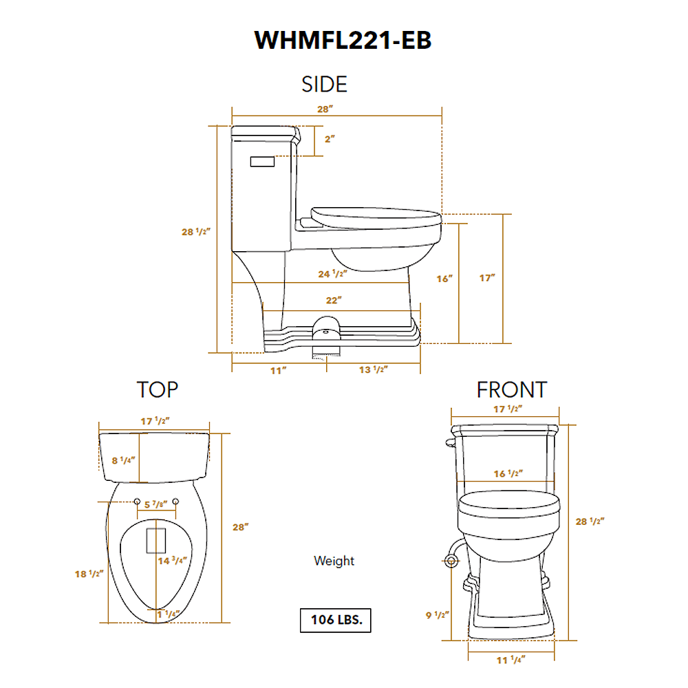 Whitehaus WHMFL221-EB Magic Flush Eco-Friendly One Piece Single Flush Toilet With Elongated Bowl