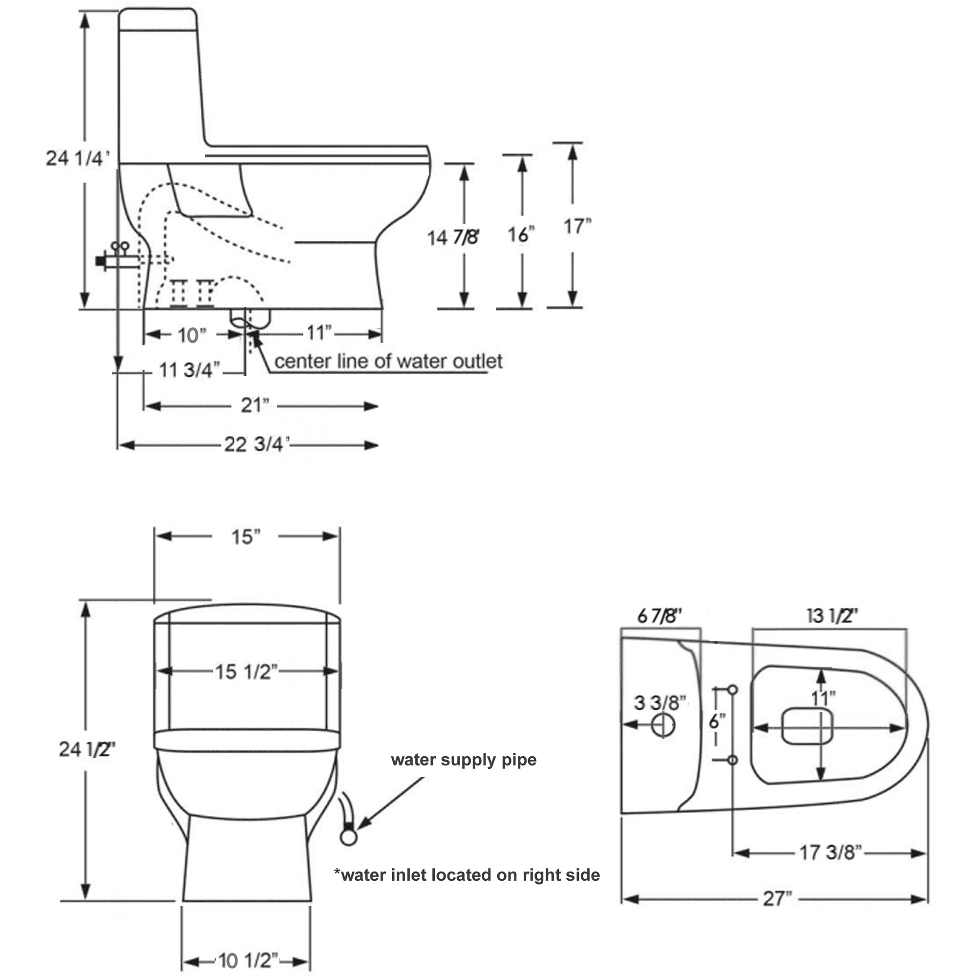 Whitehaus WHMFL3222-EB Magic Flush Eco-Friendly One Piece Toilet