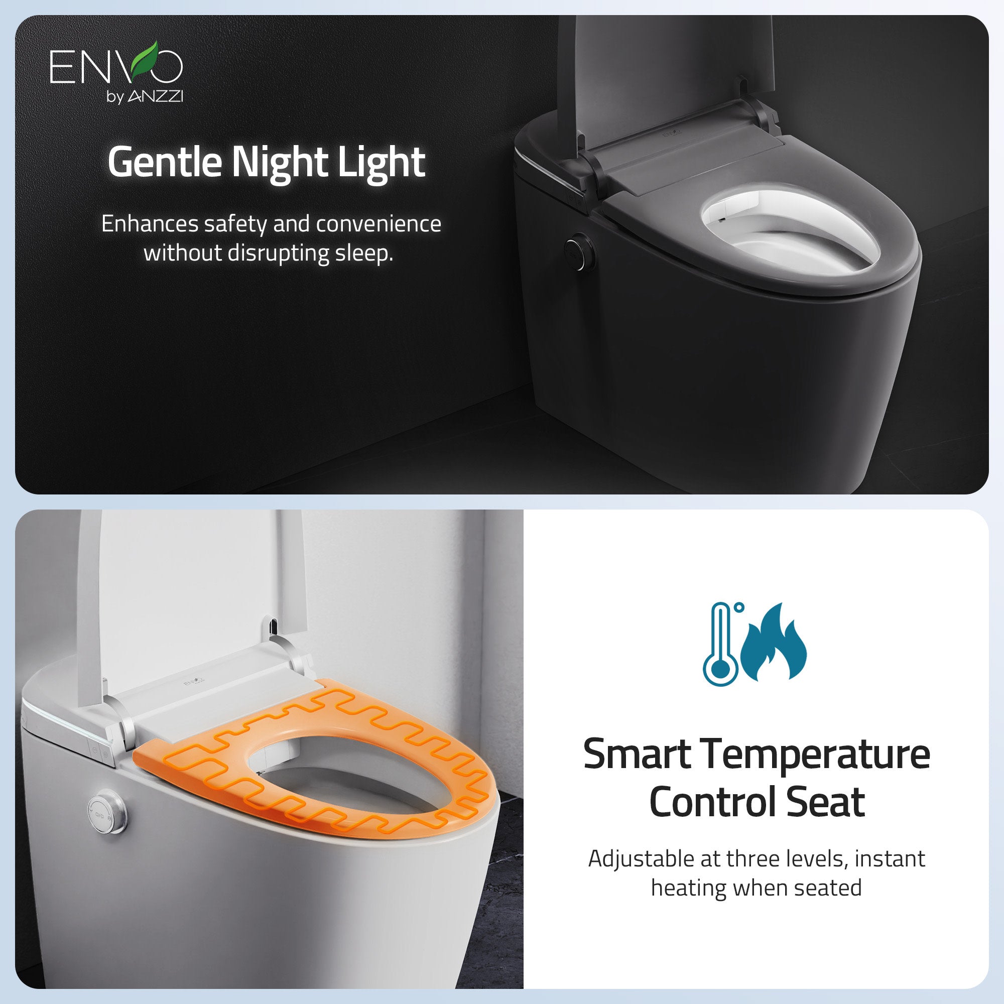 ANZZI ENVO Dia Series 1.28 GPF 1-piece Auto Open Smart Bidet Toilet in White with Dual Flush, Heated Seat, and Foot Sensor