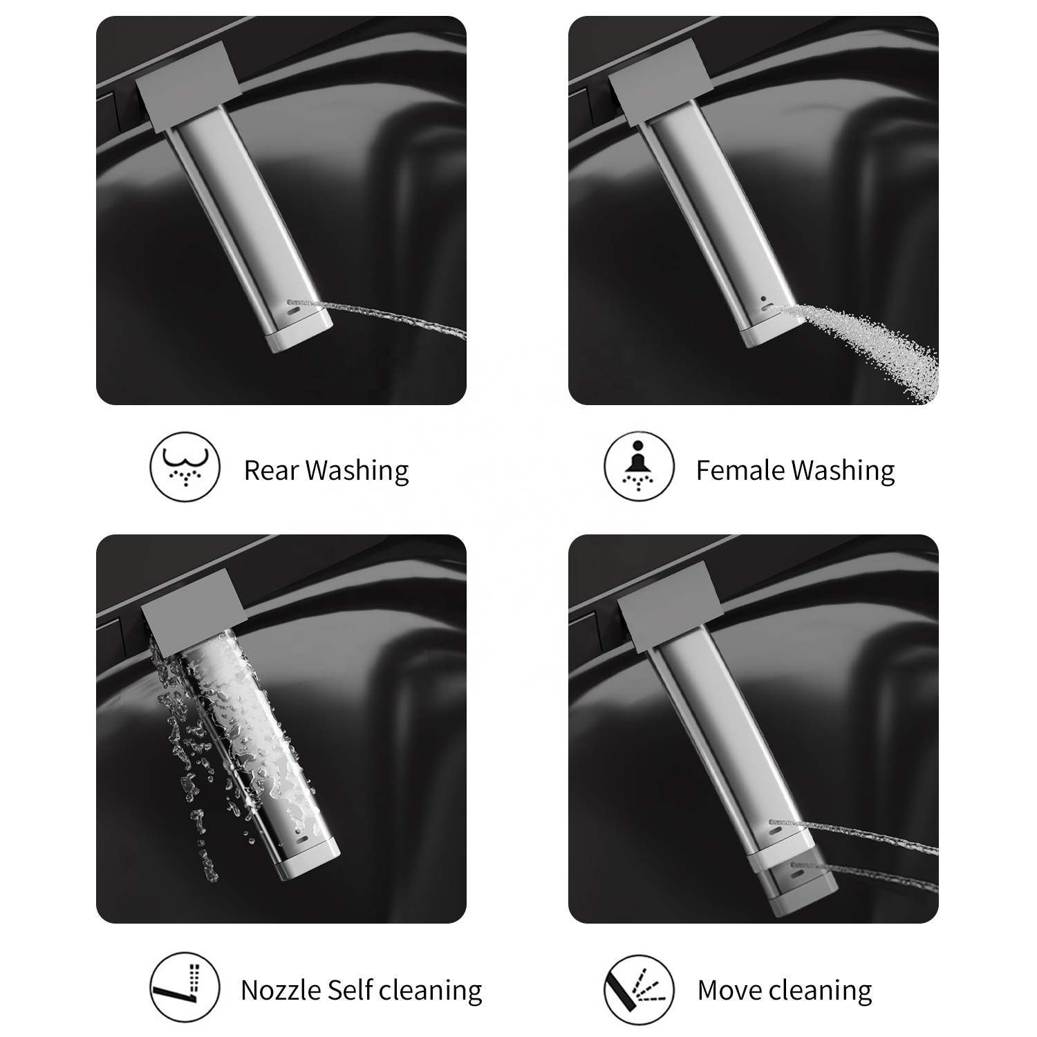 Glossy Black Wc Intelligent Toilet Ceramic Automatic Toilet Bowl Bathroom