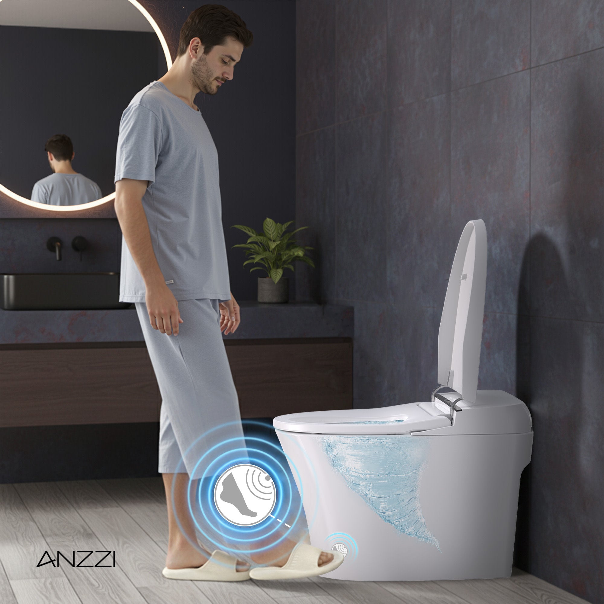 ANZZI Juno 26 in. Smart Toilet and Bidet Set in White with Heated Seat, Front & Rear Wash, Foot Sensor, and Remote Control