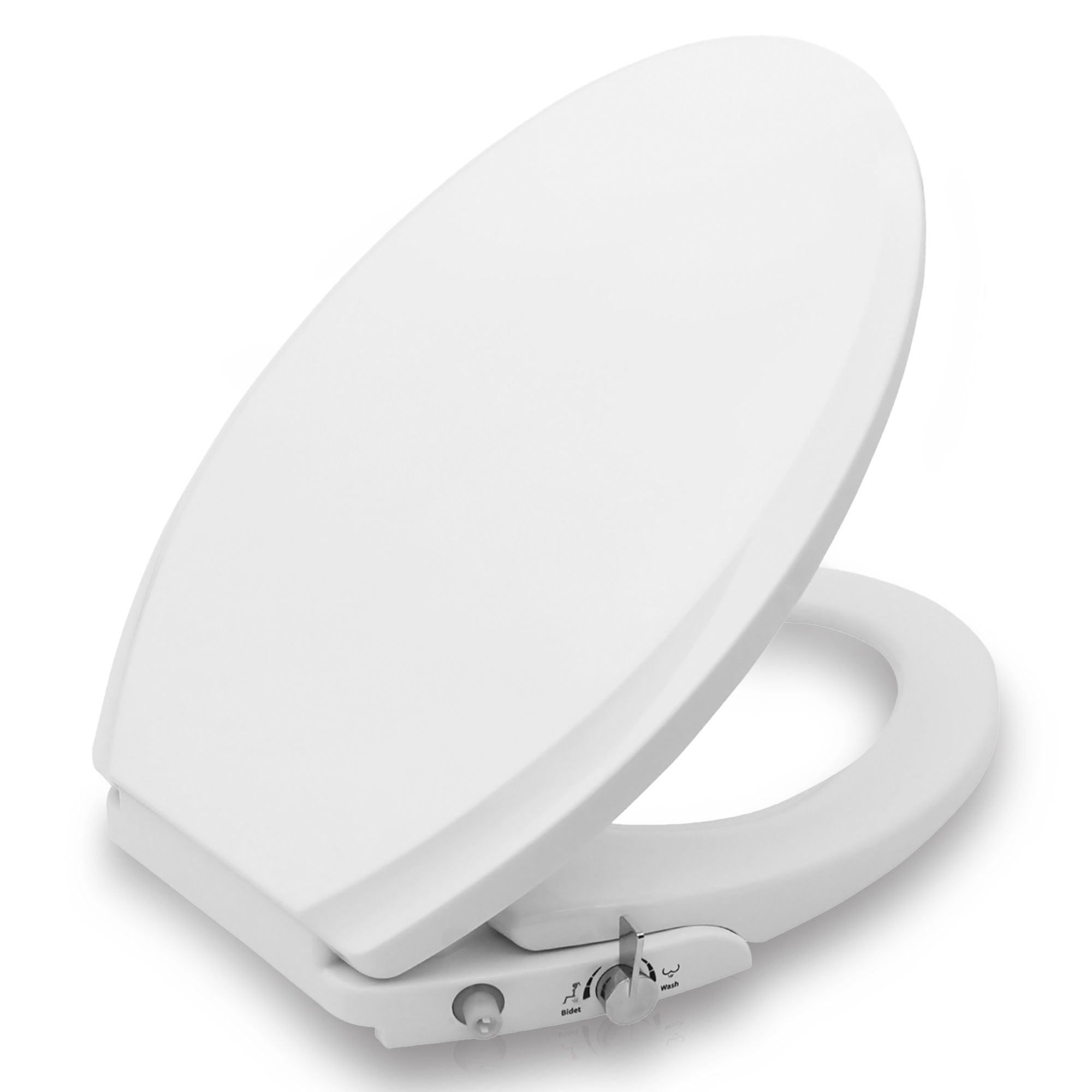 ANZZI Minnow 19 in. Elongated Manual Bidet Toilet Seat in White with Soft-Close Lid and Dual Self-Cleaning Nozzles