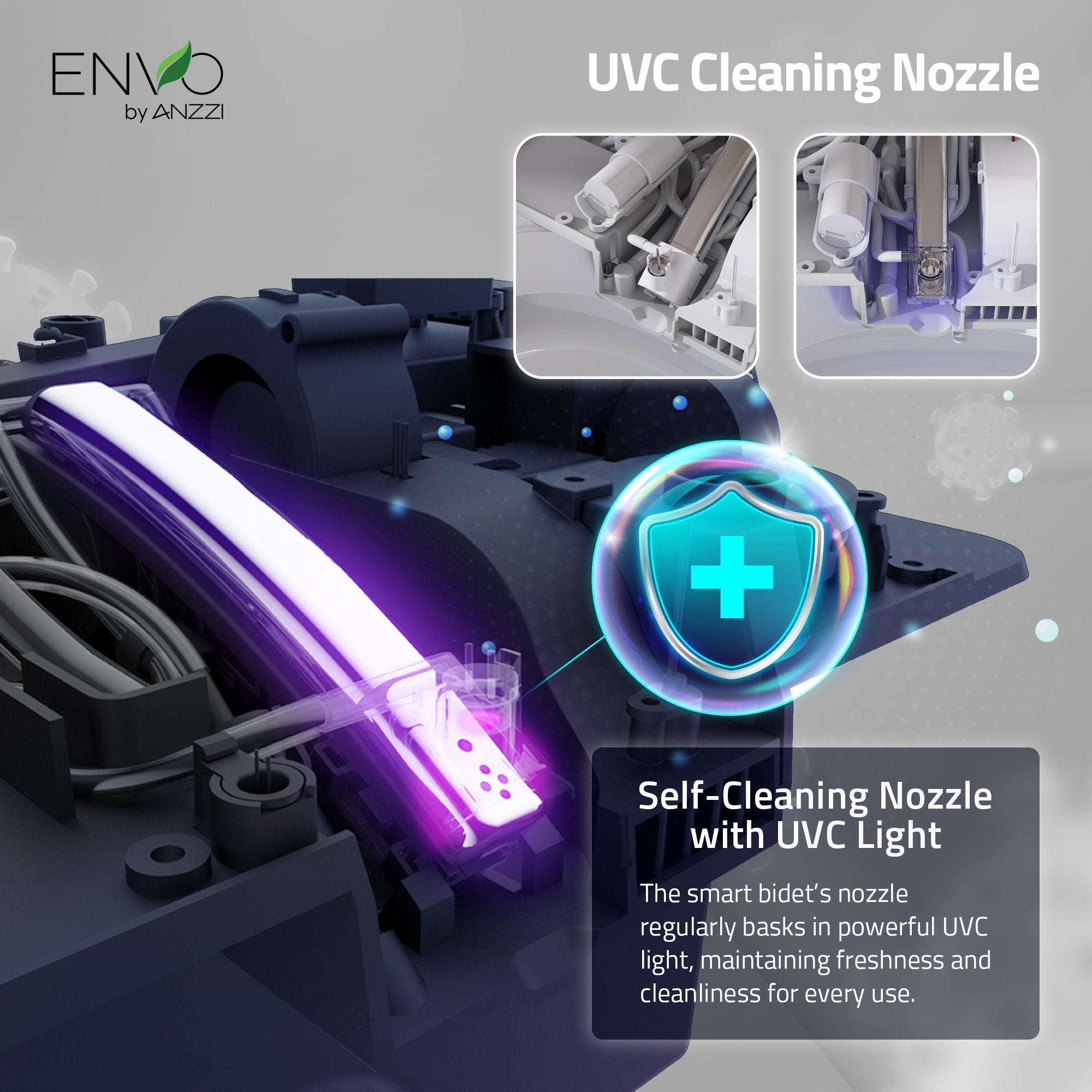 ANZZI ENVO Dia Series 1.28 GPF 1-piece Auto Open Smart Bidet Toilet in White with Dual Flush, Heated Seat, and Foot Sensor