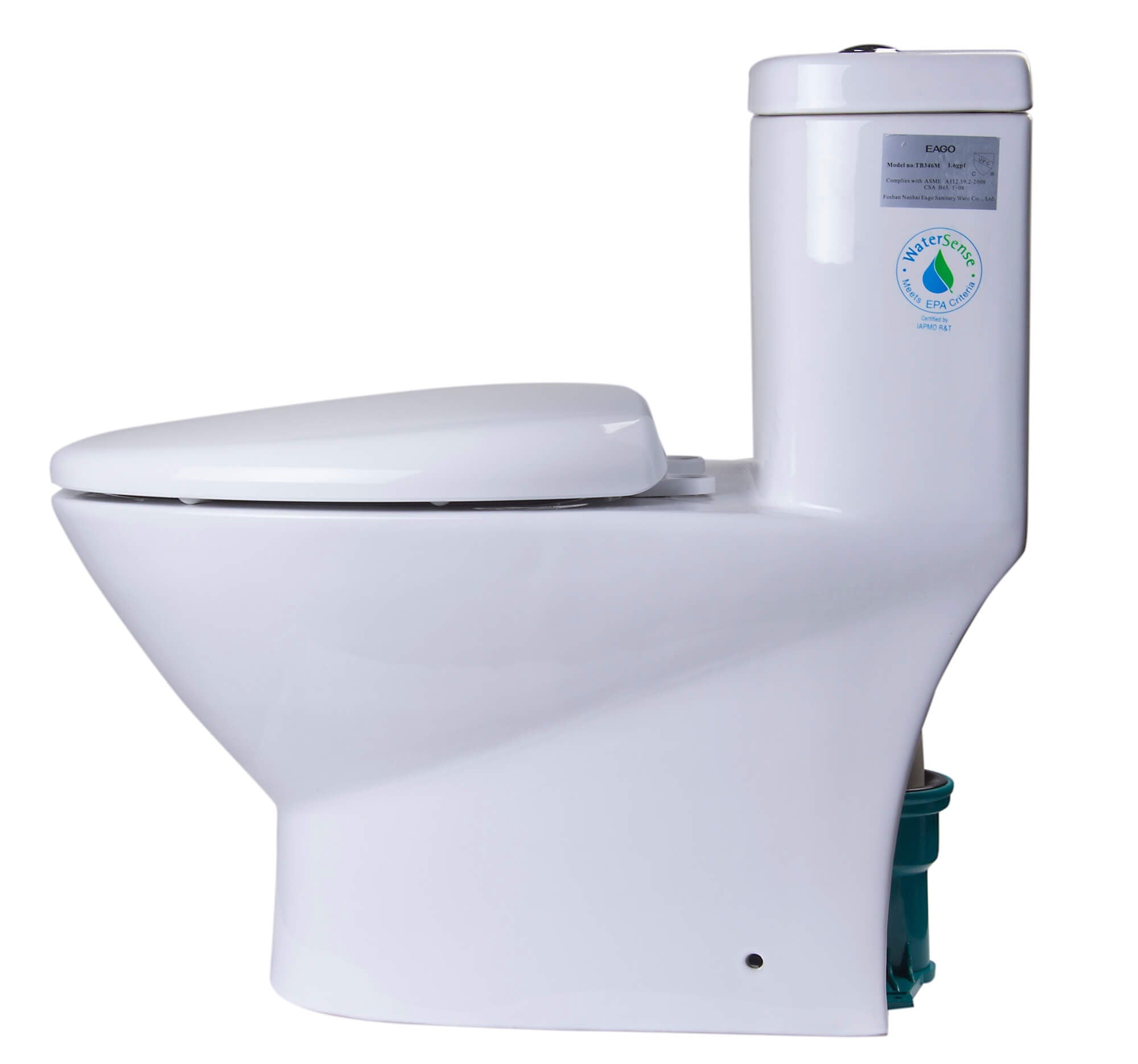 EAGO TB346 Elongated One Piece Dual Flush High Efficiency Low Flush White Toilet