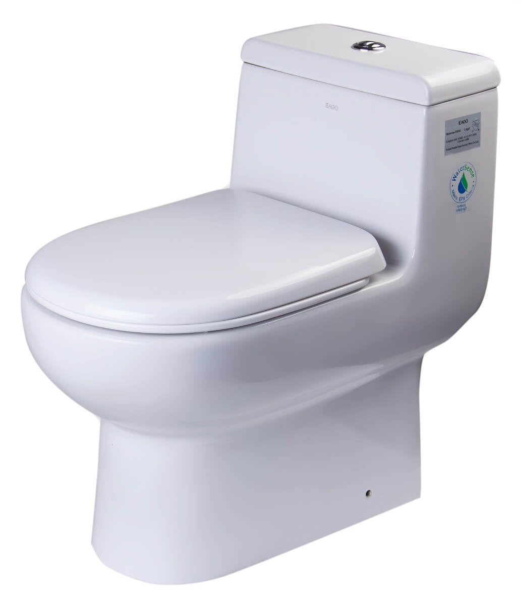 EAGO TB351 One Piece Dual Flush High Efficiency Low Flush White Toilet