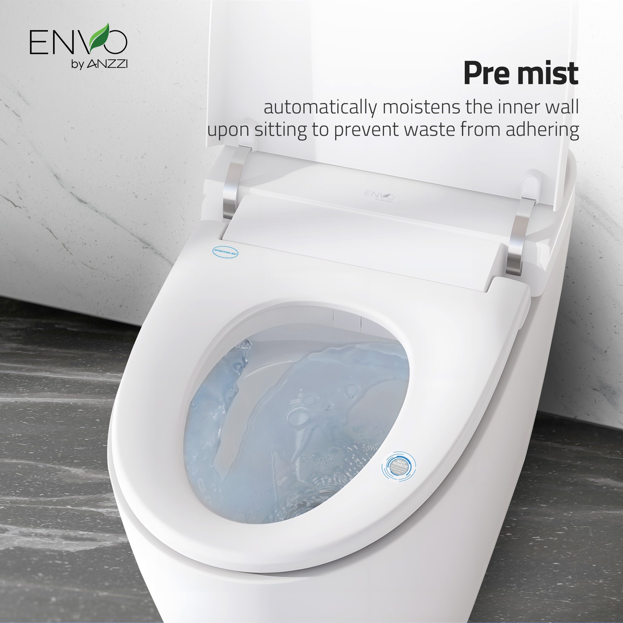 ANZZI ENVO Dia Series 1.28 GPF 1-piece Auto Open Smart Bidet Toilet in White with Dual Flush, Heated Seat, and Foot Sensor